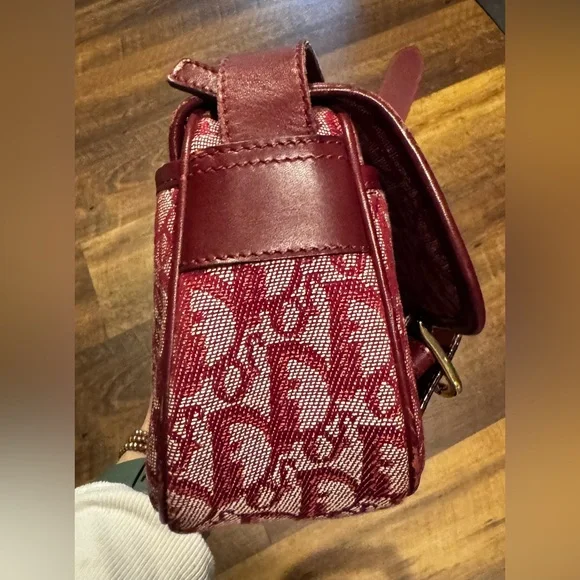 Dior Burgundy Monogram Crossbody Satchel Messenger Bag - Picture 6 of 16